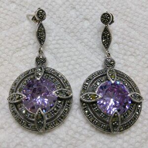Earrings - Purple Amethyst Stone & Sterling Silver